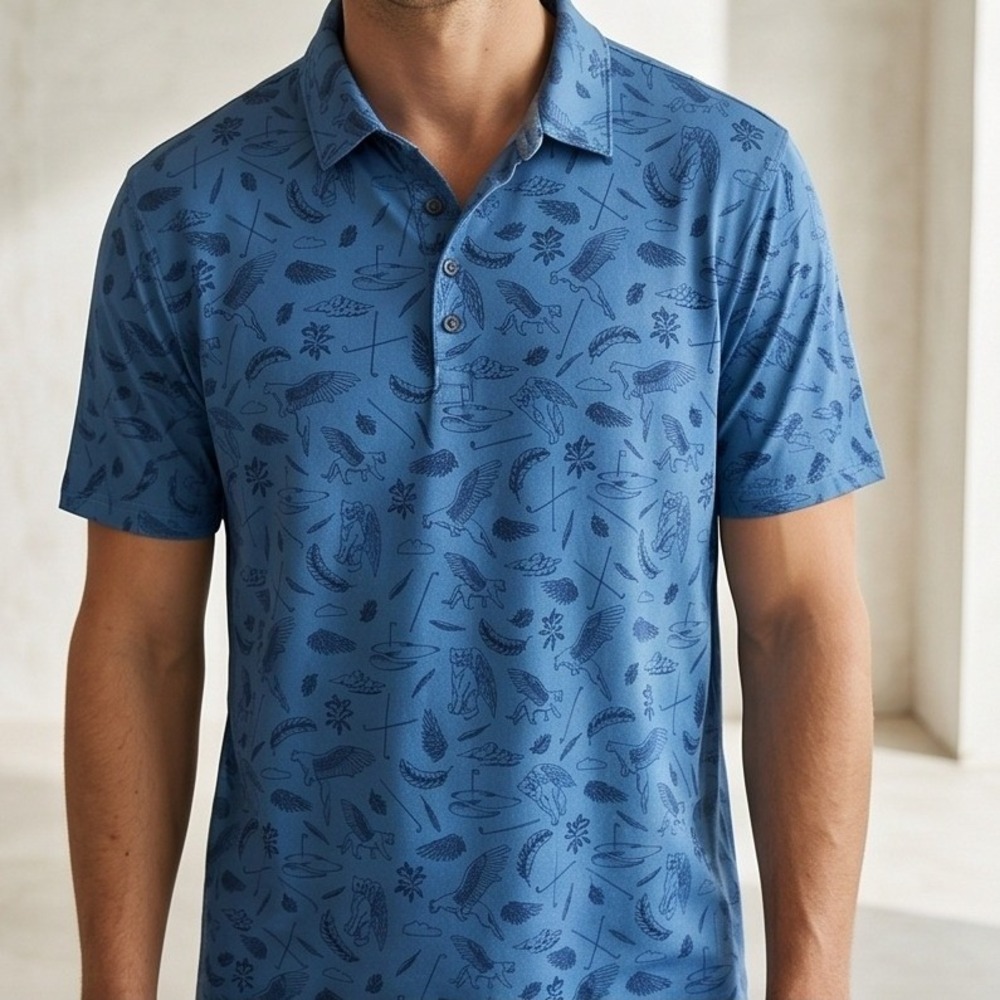 Puma XXL Golf PTC Collab‎ Kygo Flight Cloudspun Polo Shirt Blue Mens 2XL Novelty